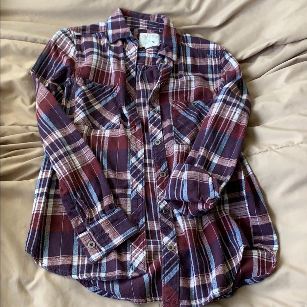 LA Hearts Blue & Burgundy Flannel